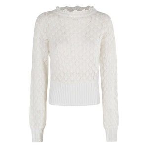 Blumarine Textured White Pearl Crew Neck Knit - NWT